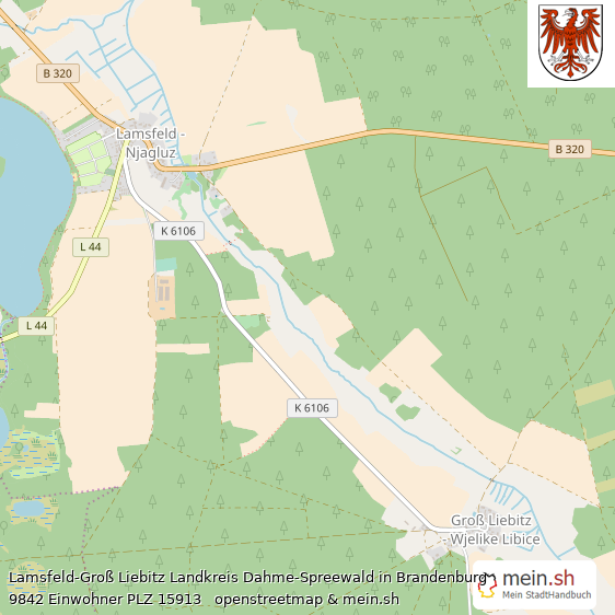Lamsfeld-Groß Liebitz Landkreis Dahme-Spreewald Lageplan © Openstreetmap Contributors Lamsfeld-Groß Liebitz Lageplan